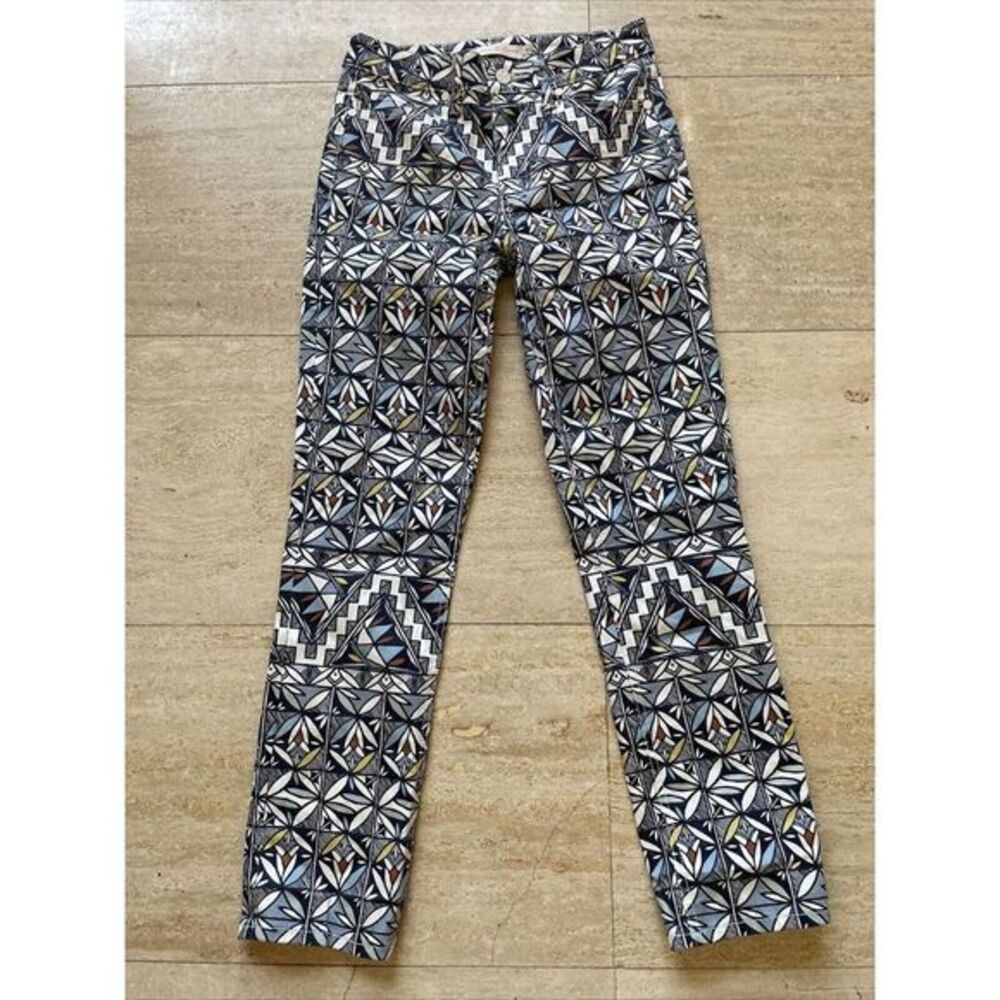 Tory Burch Acoma‎ Print Cropped Skinny Jeans Riviera Blue Size 25